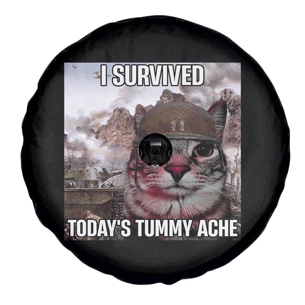 Funny I Survived Todays Tummy Ache Spare Tire Cover War Cat Meme - Wonder Print Shop