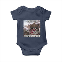 Funny I Survived Todays Tummy Ache Baby Onesie War Cat Meme - Wonder Print Shop