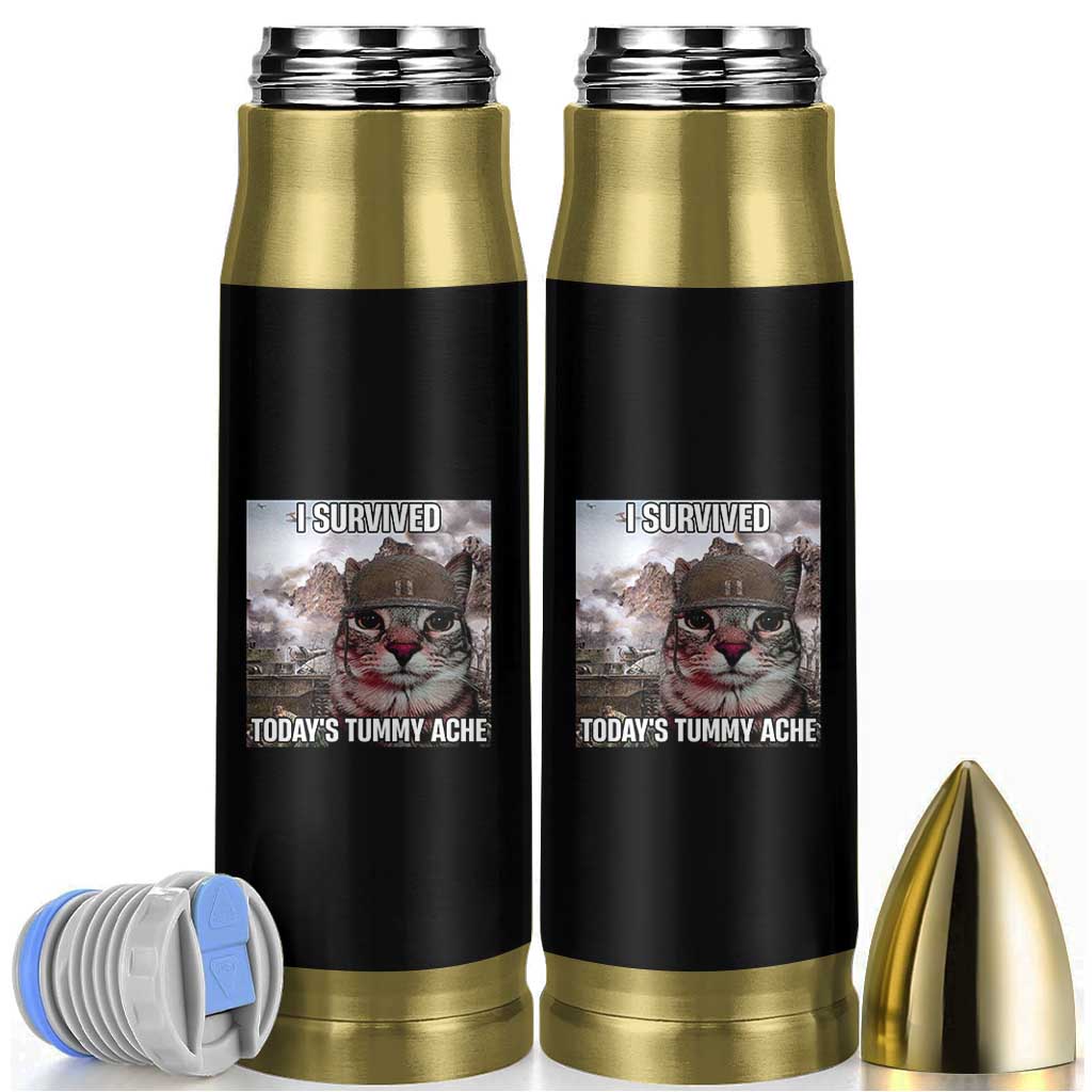 Funny I Survived Todays Tummy Ache Bullet Tumbler War Cat Meme - Wonder Print Shop
