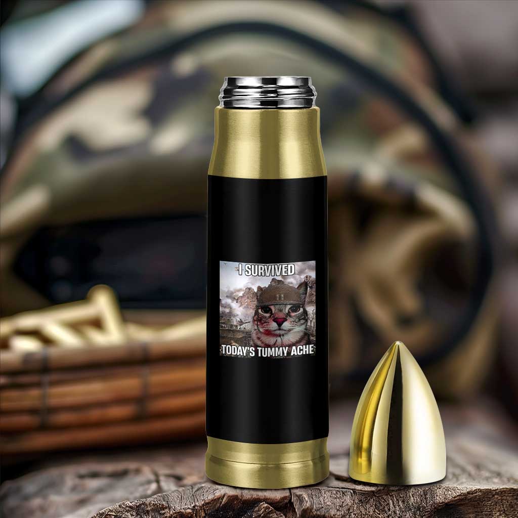 Funny I Survived Todays Tummy Ache Bullet Tumbler War Cat Meme - Wonder Print Shop