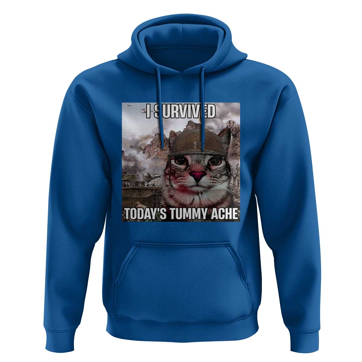 Funny I Survived Todays Tummy Ache Hoodie War Cat Meme - Wonder Print Shop