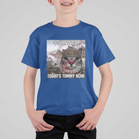 Funny I Survived Todays Tummy Ache T Shirt For Kid War Cat Meme - Wonder Print Shop