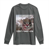Funny I Survived Todays Tummy Ache Long Sleeve Shirt War Cat Meme - Wonder Print Shop