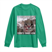 Funny I Survived Todays Tummy Ache Long Sleeve Shirt War Cat Meme - Wonder Print Shop