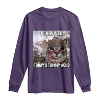 Funny I Survived Todays Tummy Ache Long Sleeve Shirt War Cat Meme - Wonder Print Shop