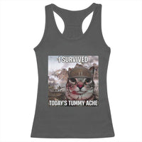 Funny I Survived Todays Tummy Ache Racerback Tank Top War Cat Meme - Wonder Print Shop