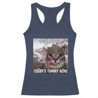 Funny I Survived Todays Tummy Ache Racerback Tank Top War Cat Meme - Wonder Print Shop
