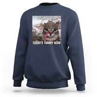 Funny I Survived Todays Tummy Ache Sweatshirt War Cat Meme - Wonder Print Shop
