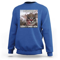 Funny I Survived Todays Tummy Ache Sweatshirt War Cat Meme - Wonder Print Shop
