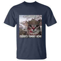 Funny I Survived Todays Tummy Ache T Shirt War Cat Meme - Wonder Print Shop