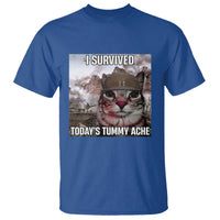 Funny I Survived Todays Tummy Ache T Shirt War Cat Meme - Wonder Print Shop