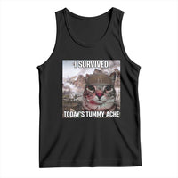 Funny I Survived Todays Tummy Ache Tank Top War Cat Meme - Wonder Print Shop