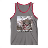 Funny I Survived Todays Tummy Ache Tank Top War Cat Meme - Wonder Print Shop