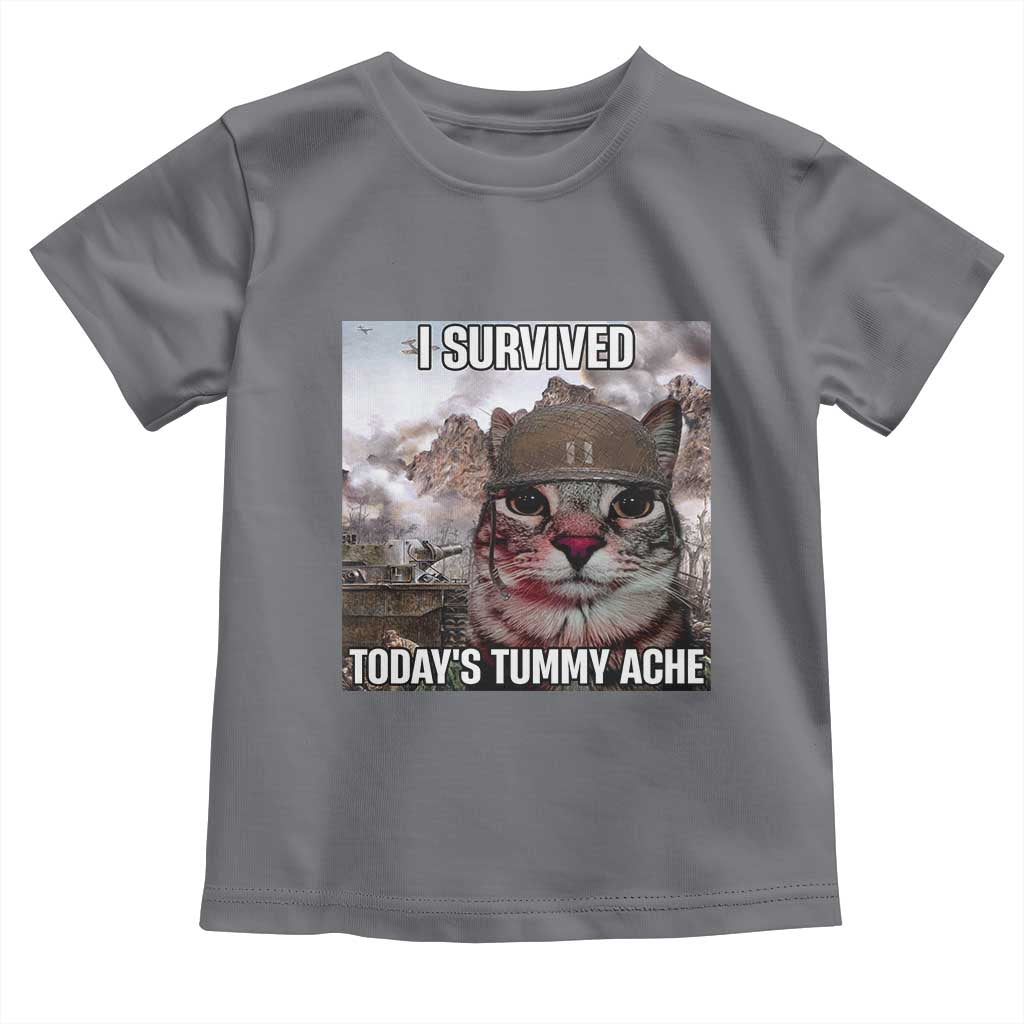 Funny I Survived Todays Tummy Ache Toddler T Shirt War Cat Meme - Wonder Print Shop