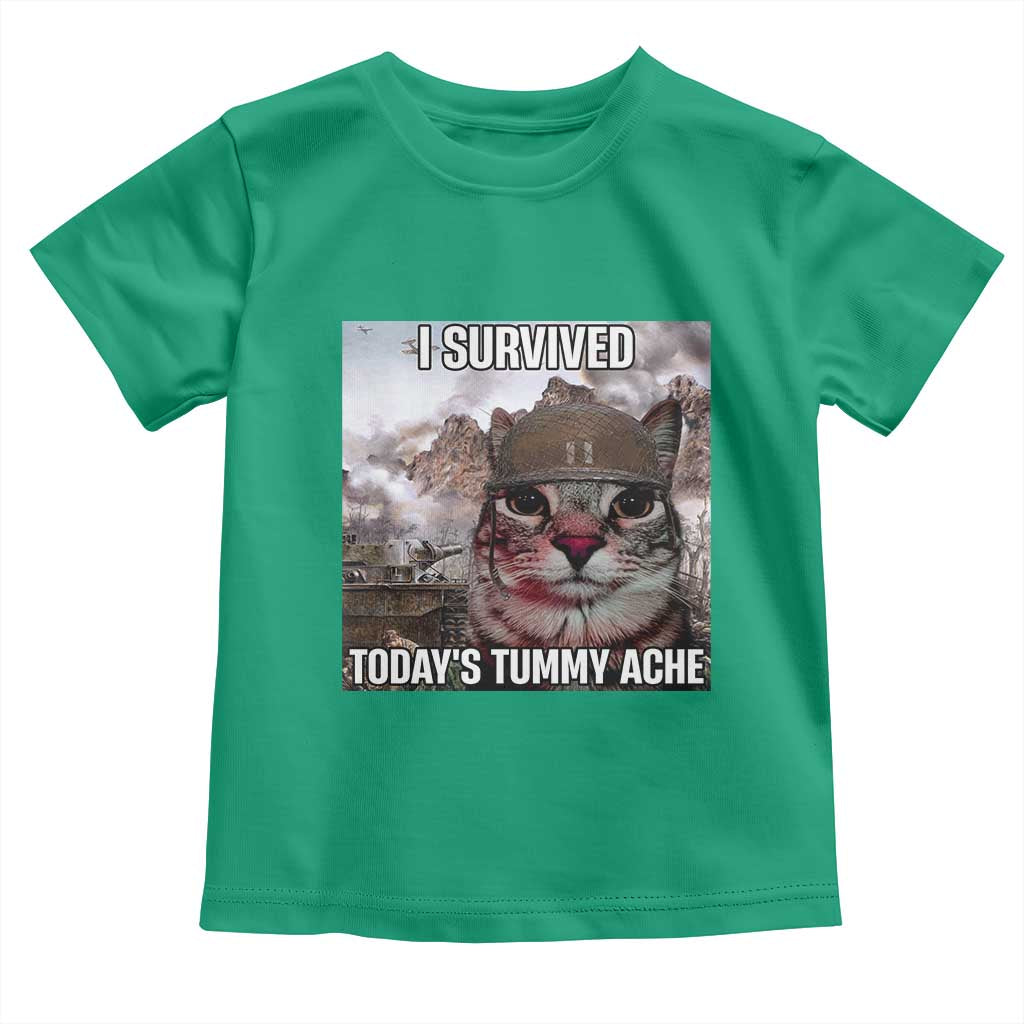 Funny I Survived Todays Tummy Ache Toddler T Shirt War Cat Meme - Wonder Print Shop