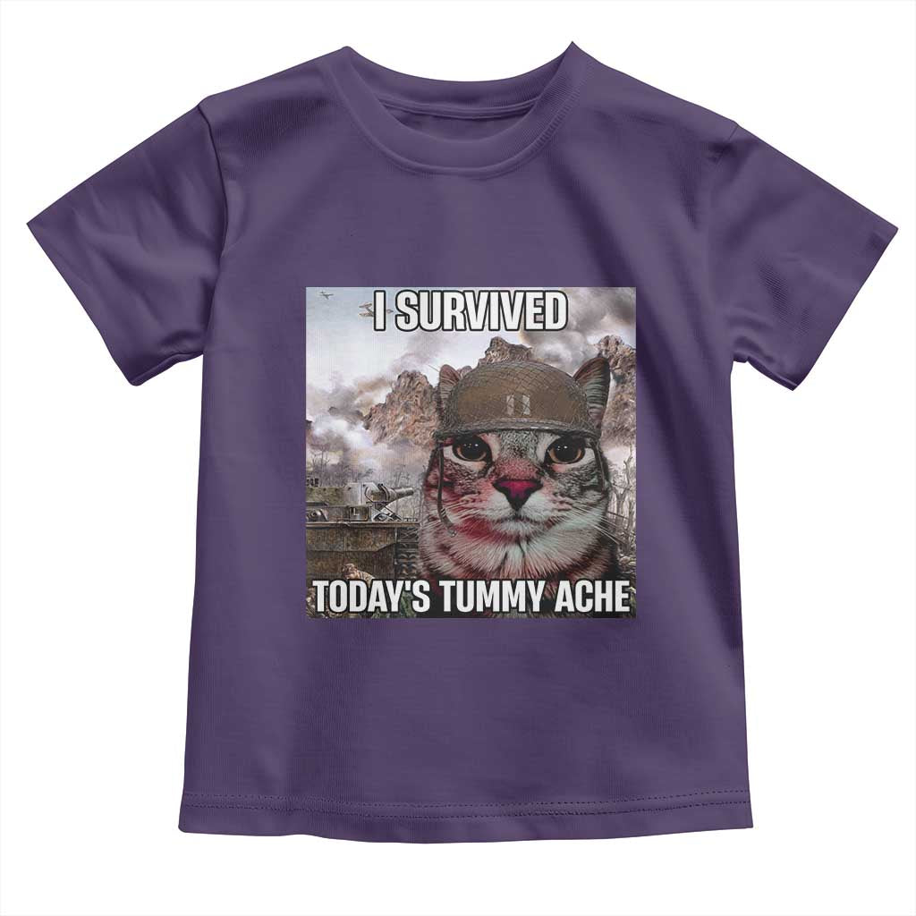 Funny I Survived Todays Tummy Ache Toddler T Shirt War Cat Meme - Wonder Print Shop