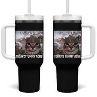 Funny I Survived Todays Tummy Ache Tumbler With Handle War Cat Meme - Wonder Print Shop
