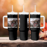 Funny I Survived Todays Tummy Ache Tumbler With Handle War Cat Meme - Wonder Print Shop