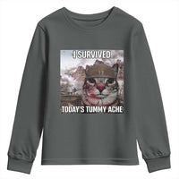 Funny I Survived Todays Tummy Ache Youth Sweatshirt War Cat Meme - Wonder Print Shop