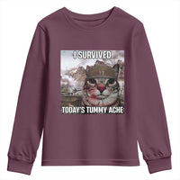 Funny I Survived Todays Tummy Ache Youth Sweatshirt War Cat Meme - Wonder Print Shop