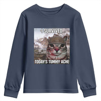 Funny I Survived Todays Tummy Ache Youth Sweatshirt War Cat Meme - Wonder Print Shop