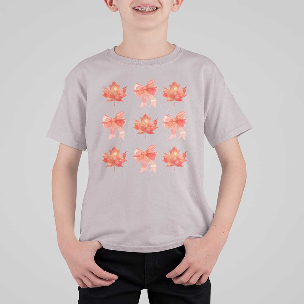 Happy Canada Day T Shirt For Kid Coquette Orange Bows Maple Leaf - Wonder Print Shop