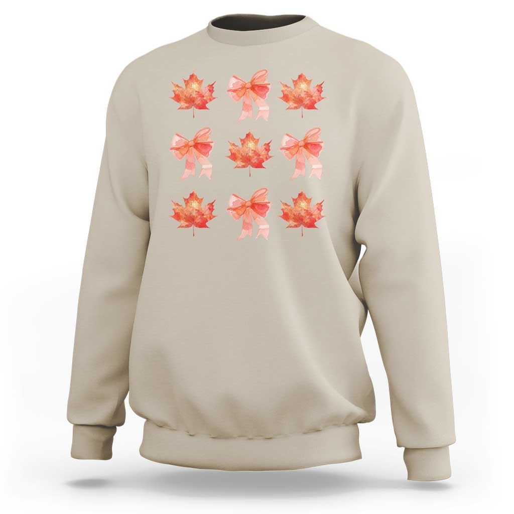 Happy Canada Day Sweatshirt Coquette Orange Bows Maple Leaf - Wonder Print Shop