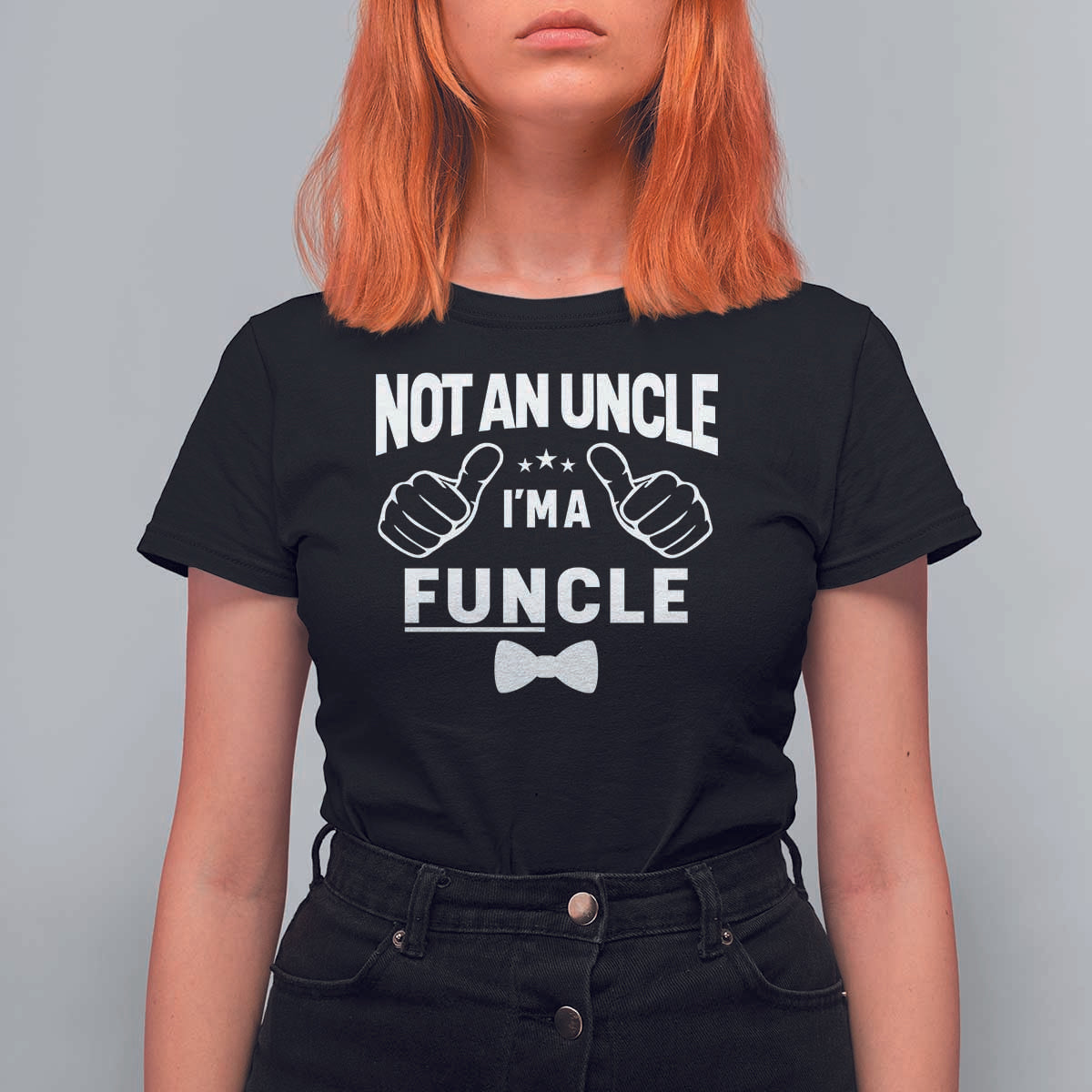 Funny Not An Uncle I'm A Funcle T Shirt For Women Vintage Ribbon Star - Wonder Print Shop
