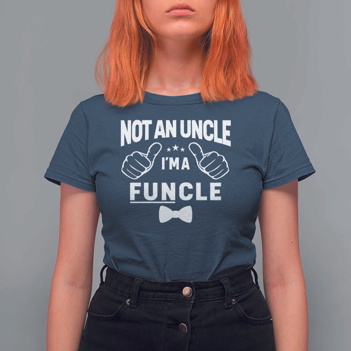 Funny Not An Uncle I'm A Funcle T Shirt For Women Vintage Ribbon Star - Wonder Print Shop