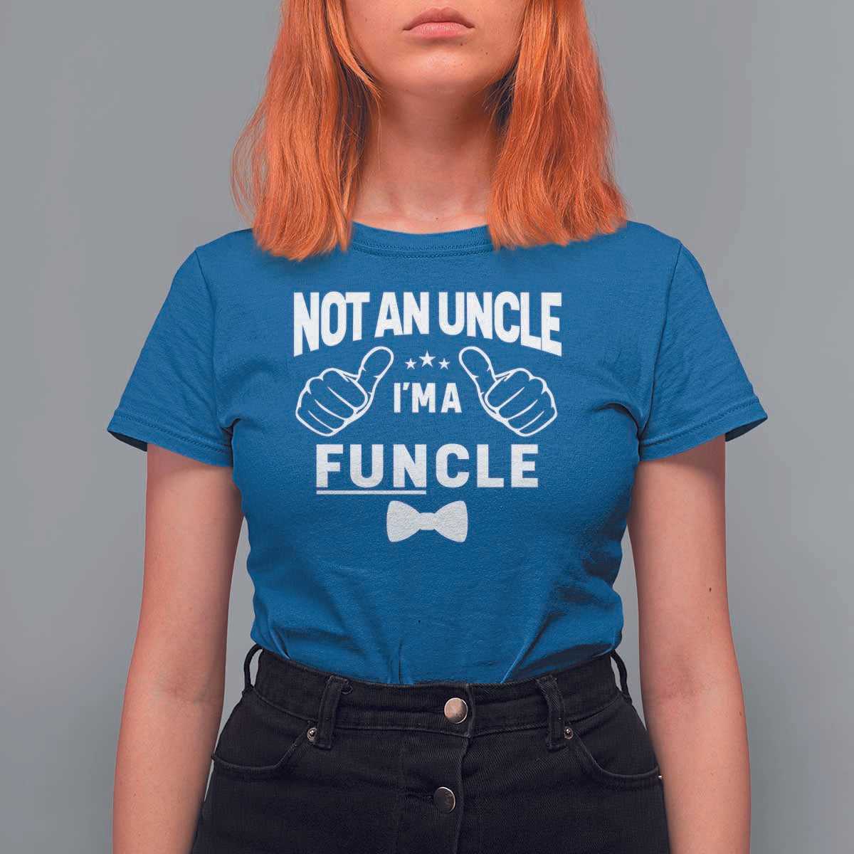 Funny Not An Uncle I'm A Funcle T Shirt For Women Vintage Ribbon Star - Wonder Print Shop