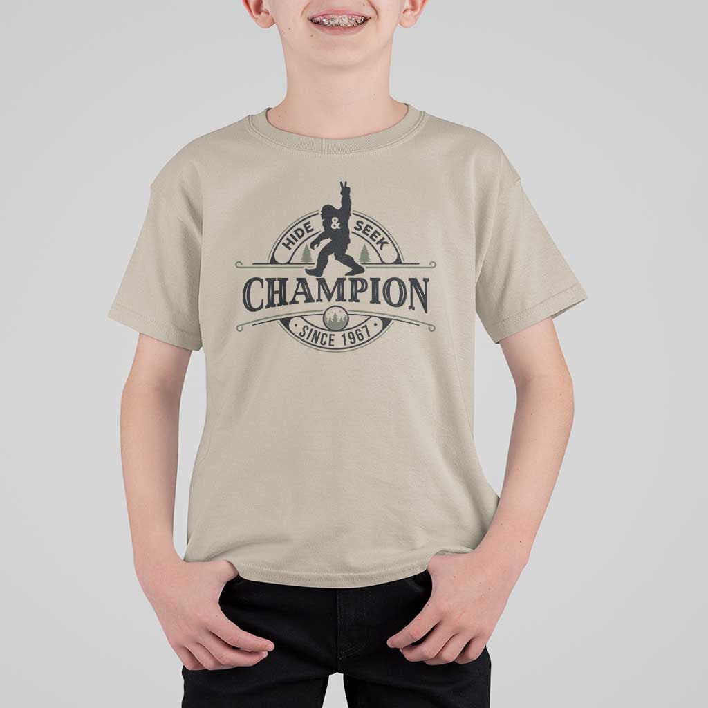 Bigfoot Lover T Shirt For Kid Hide And Seek Champion Vintage Sasquatch - Wonder Print Shop