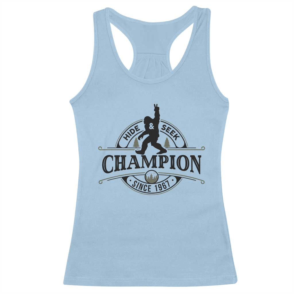 Bigfoot Lover Racerback Tank Top Hide And Seek Champion Vintage Sasquatch