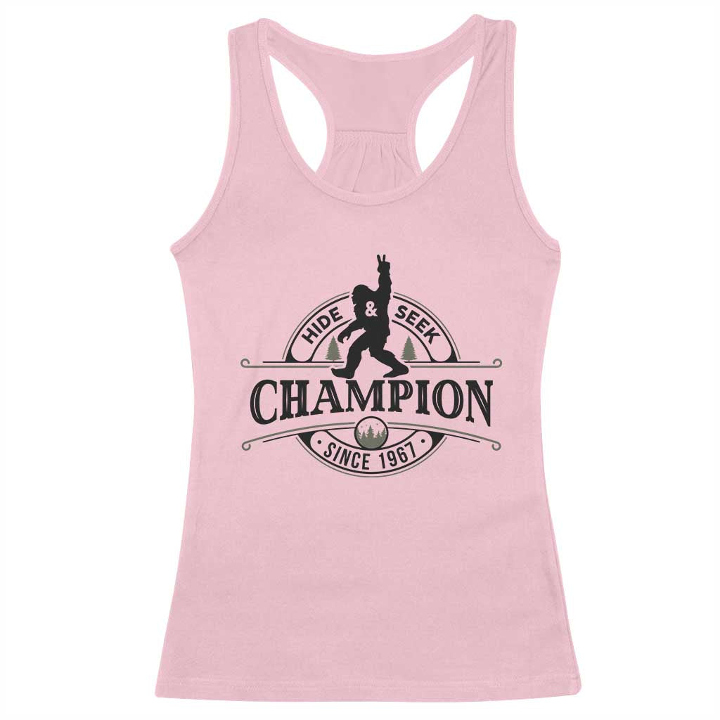 Bigfoot Lover Racerback Tank Top Hide And Seek Champion Vintage Sasquatch