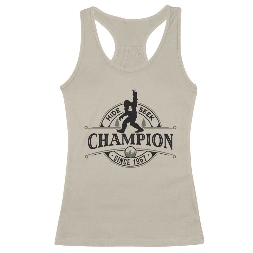 Bigfoot Lover Racerback Tank Top Hide And Seek Champion Vintage Sasquatch