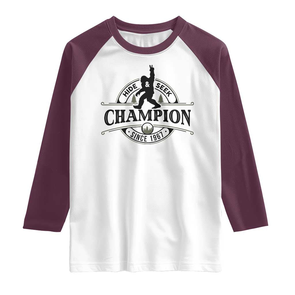 Bigfoot Lover Raglan Shirt Hide And Seek Champion Vintage Sasquatch