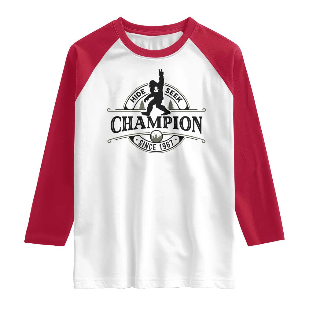 Bigfoot Lover Raglan Shirt Hide And Seek Champion Vintage Sasquatch