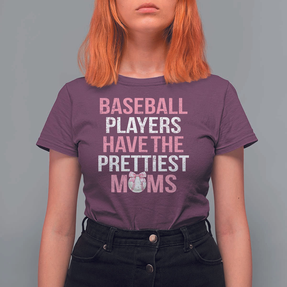 Funny Baseball T Shirt For Women Baseball Players Have The Prettiest Moms Vintage Ribbon Ball - Wonder Print Shop