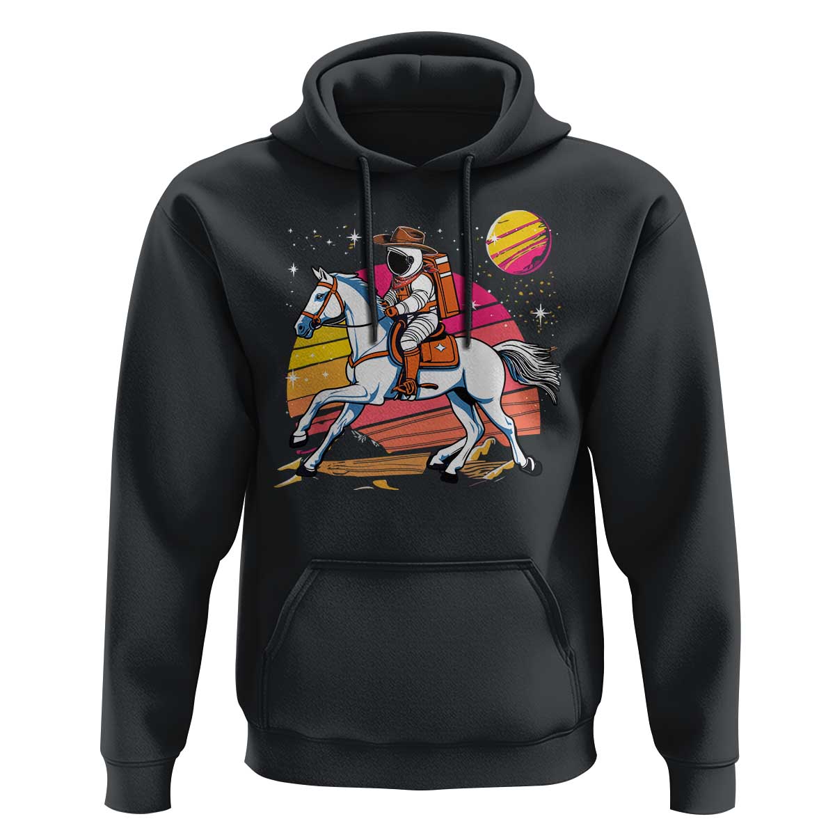 Astronaut Cowboy Hoodie Spaceman Planets Space Galaxy Western Style - Wonder Print Shop
