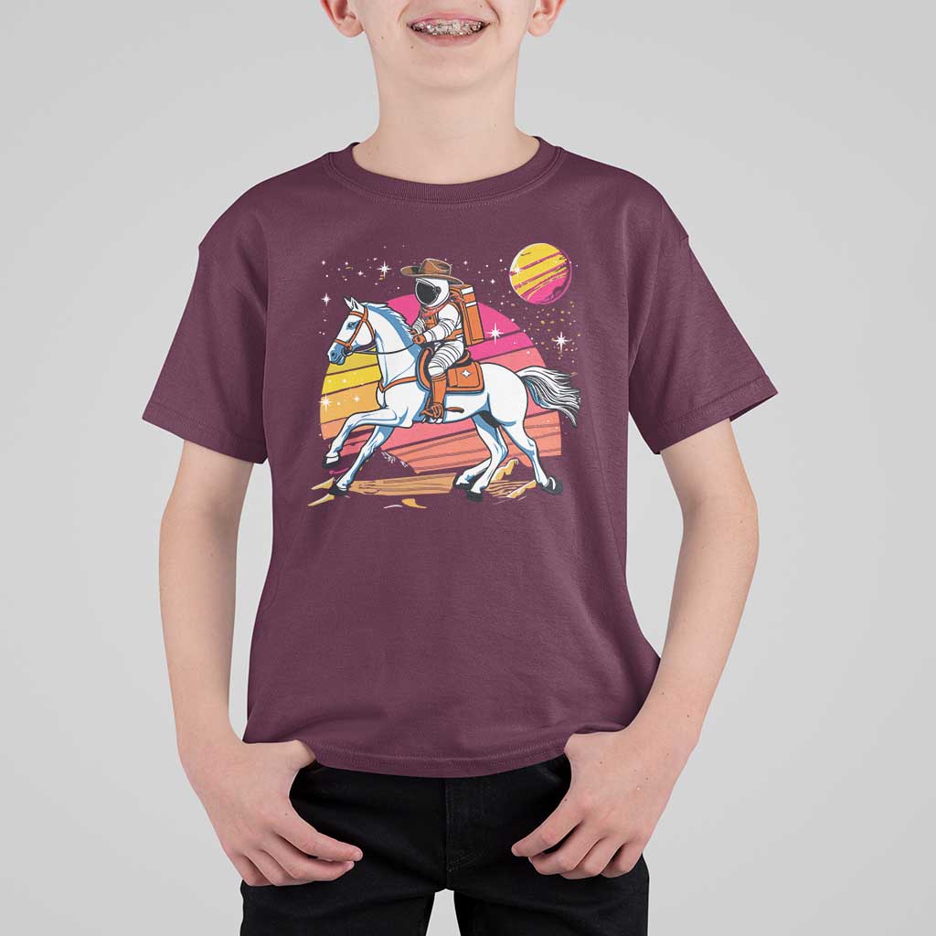 Astronaut Cowboy T Shirt For Kid Spaceman Planets Space Galaxy Western Style - Wonder Print Shop