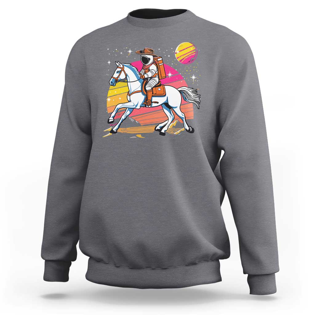 Astronaut Cowboy Sweatshirt Spaceman Planets Space Galaxy Western Style - Wonder Print Shop