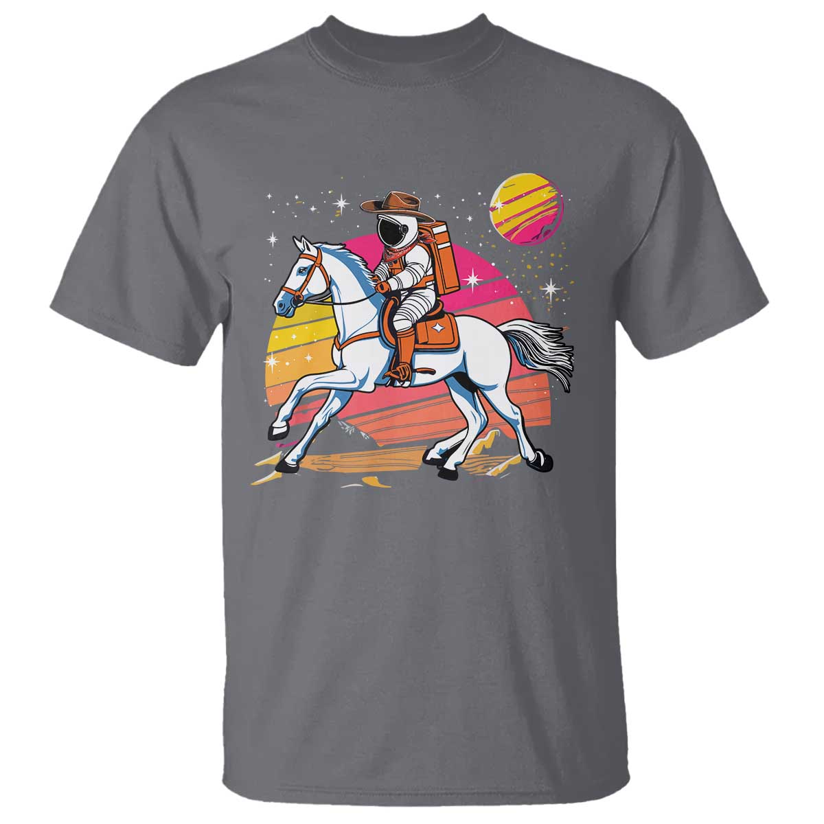 Astronaut Cowboy T Shirt Spaceman Planets Space Galaxy Western Style - Wonder Print Shop