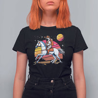 Astronaut Cowboy T Shirt For Women Spaceman Planets Space Galaxy Western Style - Wonder Print Shop