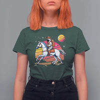 Astronaut Cowboy T Shirt For Women Spaceman Planets Space Galaxy Western Style - Wonder Print Shop