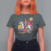 Astronaut Cowboy T Shirt For Women Spaceman Planets Space Galaxy Western Style - Wonder Print Shop