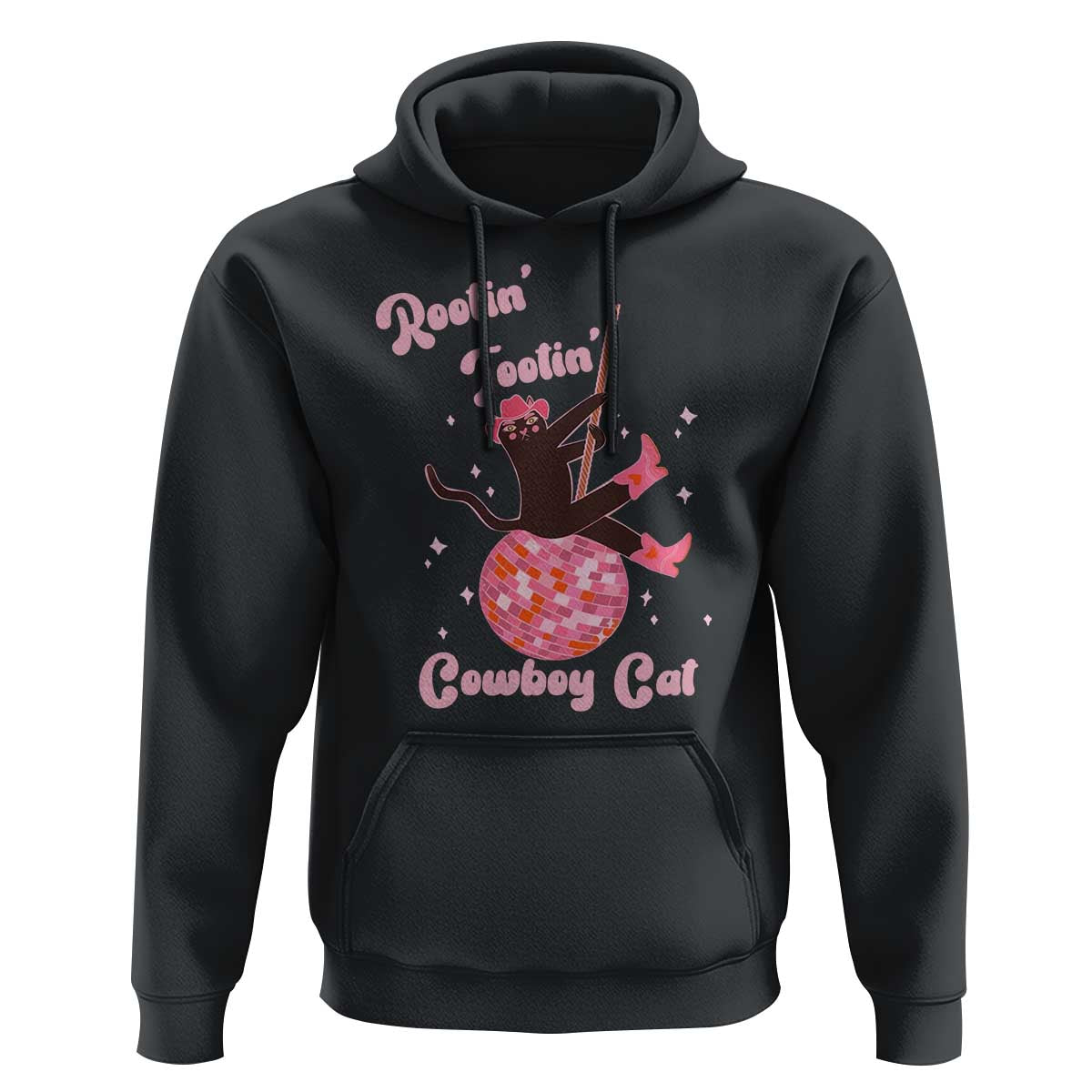 Funny Rootin Tootin Cowboy Cat Hoodie Western Hat Cute Black Kitten Cowgirls - Wonder Print Shop