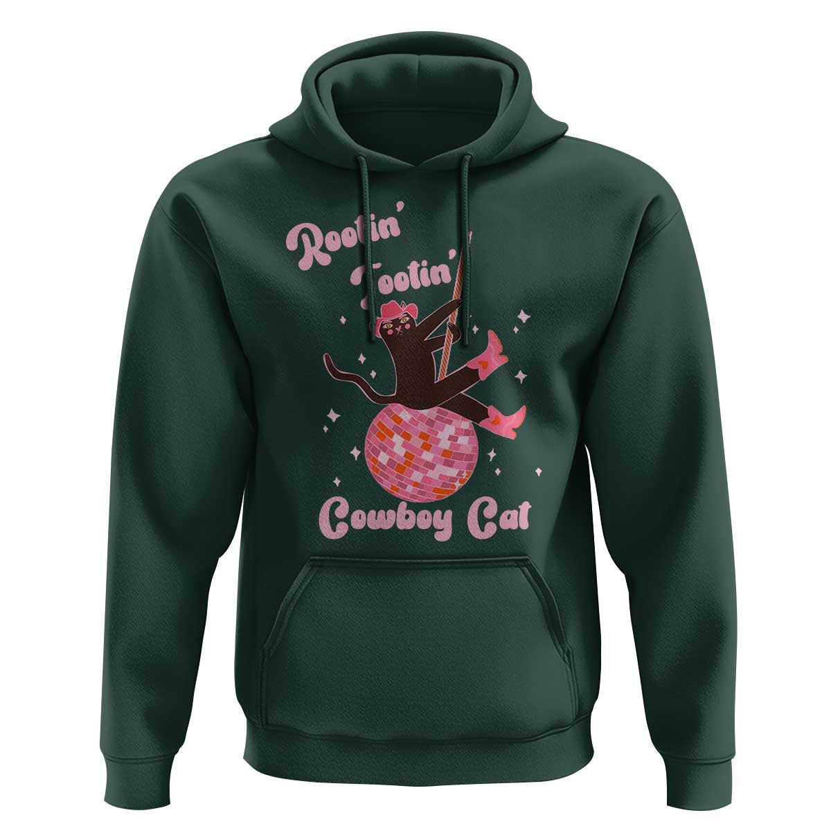 Funny Rootin Tootin Cowboy Cat Hoodie Western Hat Cute Black Kitten Cowgirls - Wonder Print Shop