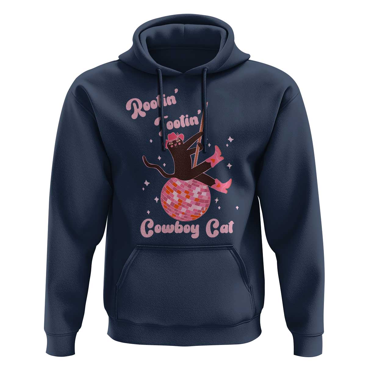 Funny Rootin Tootin Cowboy Cat Hoodie Western Hat Cute Black Kitten Cowgirls - Wonder Print Shop