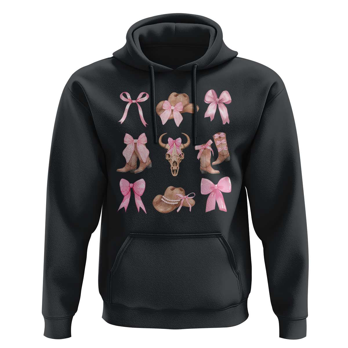 Cowgirl Coquette Hoodie Pink Bow Cowboy Hat Boots Western Country - Wonder Print Shop