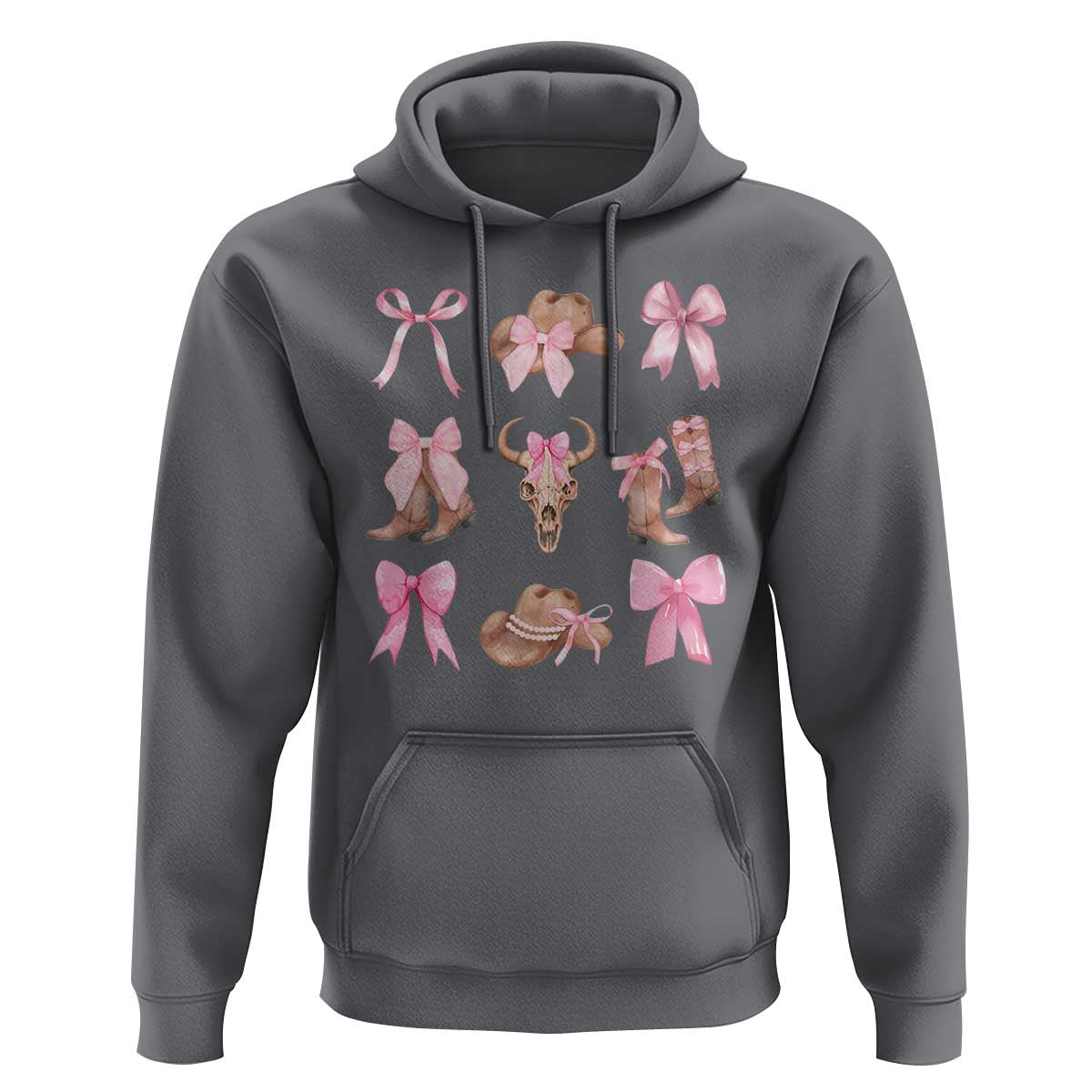 Cowgirl Coquette Hoodie Pink Bow Cowboy Hat Boots Western Country - Wonder Print Shop