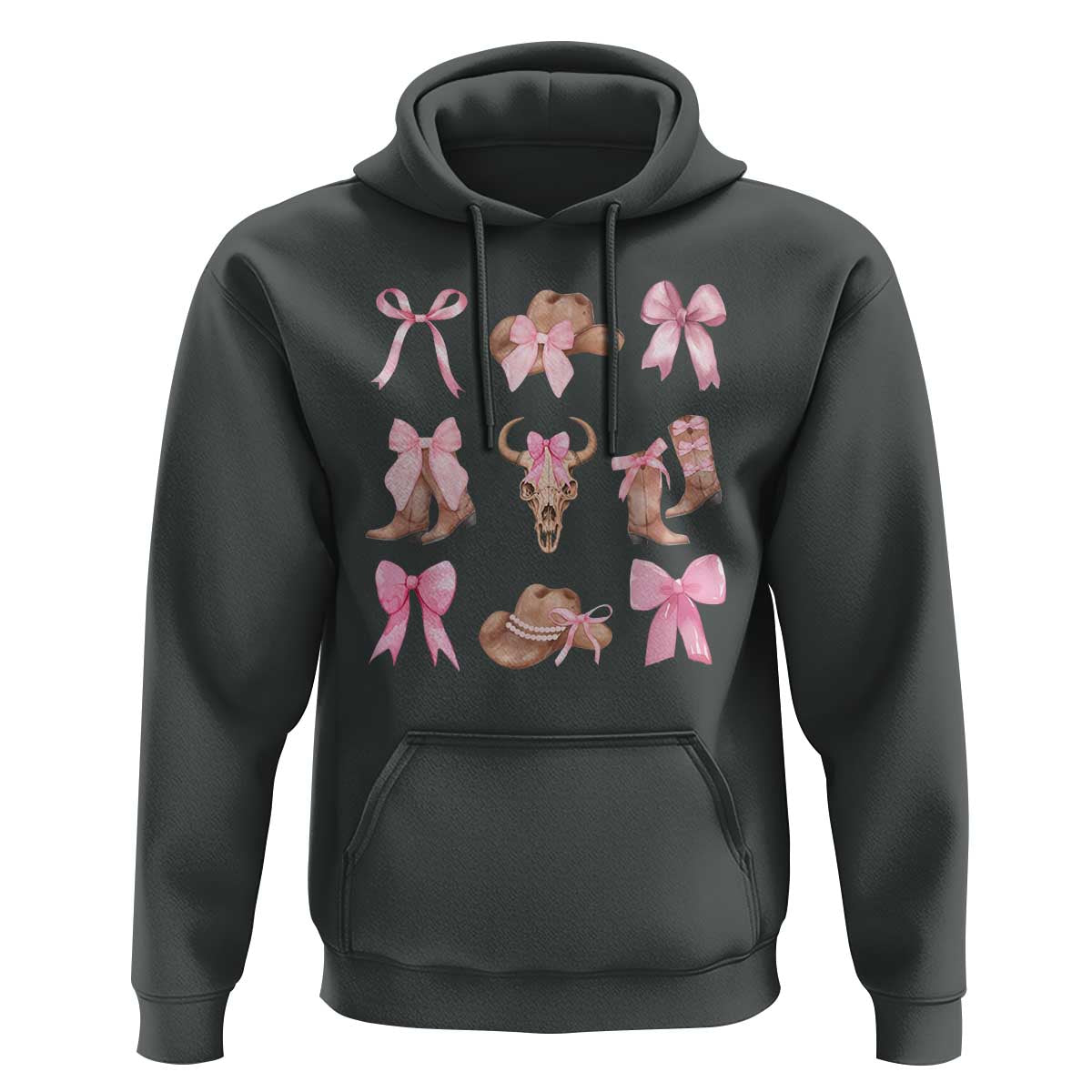 Cowgirl Coquette Hoodie Pink Bow Cowboy Hat Boots Western Country - Wonder Print Shop